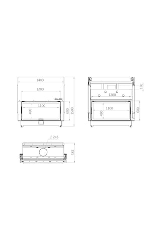 Echa Tech Asansörlü Tünel Çelik Şömine Haznesi İki Yüzlü 120 X 60