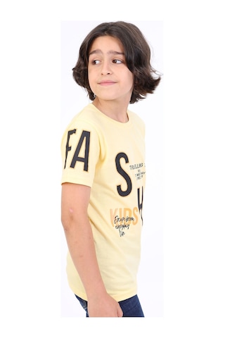 Toontoy Kids Toontoy Erkek Çocuk Fashion Baskılı Tişört Sarı