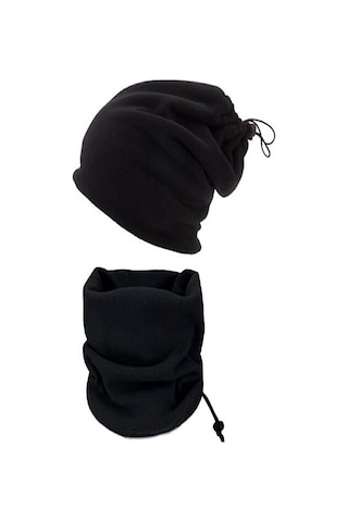 Unisex Siyah Polar Boyunluk & Bere Siyah
