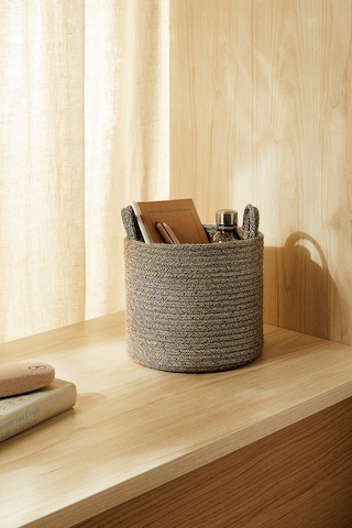 Ocean Home Textile Siyah Kırçıllı Jüt Halat Sepet 26 x 22 cm