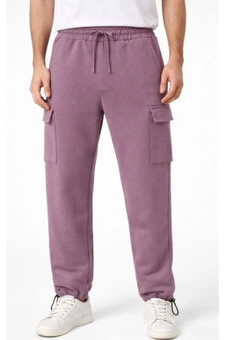 Freedom Store Erkek Baggy 3 İplik Kargo Cepli Eşofman Altı Ayarlanabilir Paça Pantolon - Gül Kurusu Gülkurusu