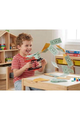Monopoly Para Yağmuru 100 Adet Banknotlu 25 Adet Şans Kartlı Eğlenceli Aile Kutu Oyunu 1