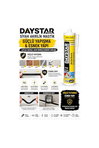 Siyah Akrilik Mastik 450 Gr Boyanabilir Dolgu Mastiği İç Dış Mekan Çatlak Ve Boşluk Dolgu Yüksek Kal Çok Renkli
