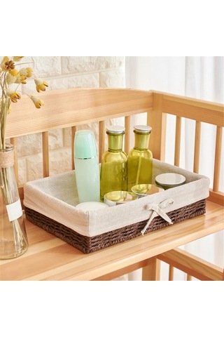 Xiaaokeji Dokuma Sepetler Piknik Sepeti Depolama Ekmek Tabağı Depolama Sepeti,c Kahverengi