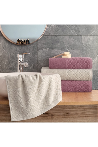 Güvenal Diana 4 Parça Kadife Kutulu Banyo Havlu Havlu Seti Çeyiz Listesi Banyo Havlusu El Yüz Havlusu Çok Renkli