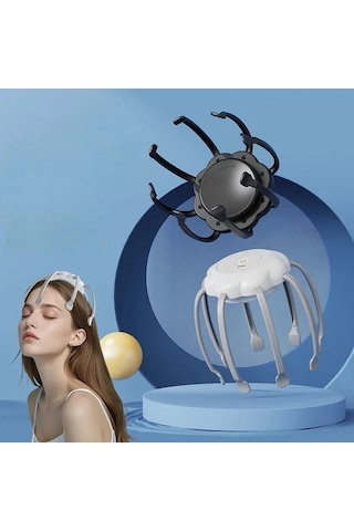 Elmpaly Beyaz Usb Şarjlı 3 Ayarlı Ahtapot Tipi Kafa Masaj Aleti Beyaz
