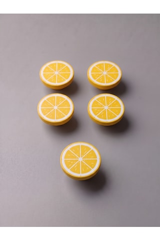 5 Adet Set Limon Görünümlü Dolap Kulpu Çocuk Odası, Mutfak Ve Banyo Mobilya Kulp Sarı
