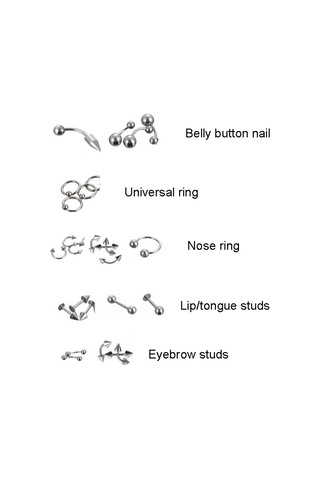 Sones 85 Adet Piercing Takı Paslanmaz Çelik Dudak Çivisi Kaş Çivisi Burun Çivisi Çok Renkli