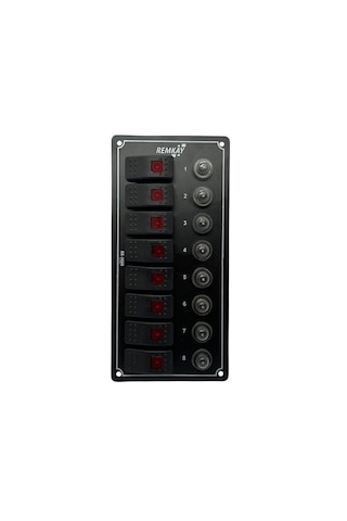 Tekne Karavan 8li Sigorta Paneli Otomatik - Marin Sigorta Paneli Siyah