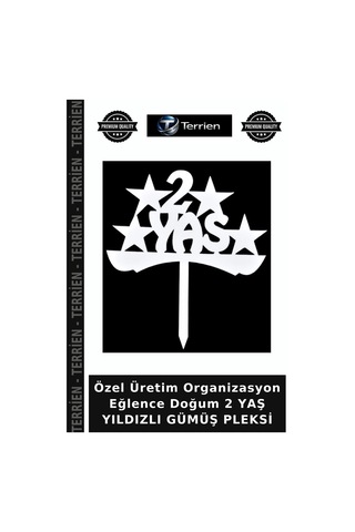 Özel Üretim Organizasyon Eğlence Doğum 2 Yaş Yıldızlı Gümüş Pleksi