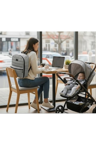 Babymol Selimiye Anne Bebek Bakım Çantası - Gri Standart Gri