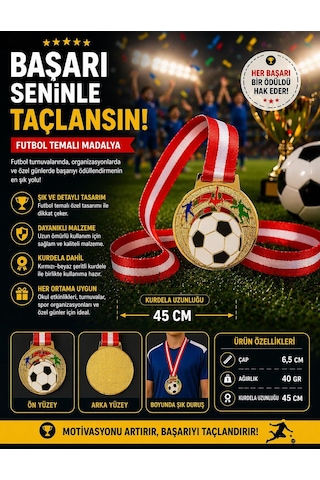 Avessa Mad-fut-2 Futbol Figürlü Madalya 6.5 Cm Çok Renkli