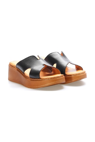 Fast Step Hakiki Deri Kadın Dolgu Topuk Terlik 972za1260 Siyah