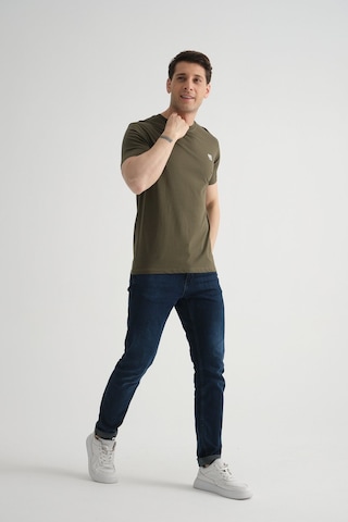 Shooter Sportwear Shooter Erkek Pamuklu Esnek T-shirt Standart Kalıp Minimal Logolu Haki