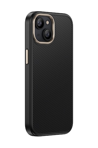 Apple Uyumlu iPhone 15 Kılıf M-safe Şarj Özellikli Karbon Fiber Görünümlü Uzrm Antina Kapak - Siyah-yeşil Siyah-yeşil