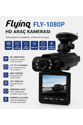 Flyinq Fly-1080p Araç İçi Kamera Hd Dvr Gece Görüşlü 2.5 Lcd Ekranlı Araç Kamerası