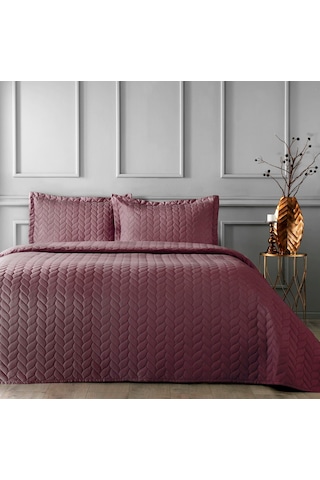 Taç Glory Kendinden Desenli%100 Polyester Yatak Örtüsü Seti, Bordo, Çift Kişilik Diğer