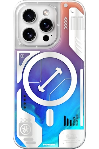 Apple iPhone 16 Pro Max Uyumlu Kılıf Magsafe Özellikli Parlak Kumlu Sıvılı Tasarımlı Galaxy Fantasy Serisi Mavi