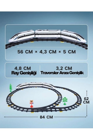 Uzaktan Kumandalı Sesli Ve Işıklı Hızlı Tren Seti - 39 Parça 308 Cm Büyük Raylı Oyuncak Tren