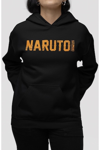 Sevbano Tasarım Naruto Uzumaki Anime Sırt Baskılı Unisex Oversize Penye H Siyah