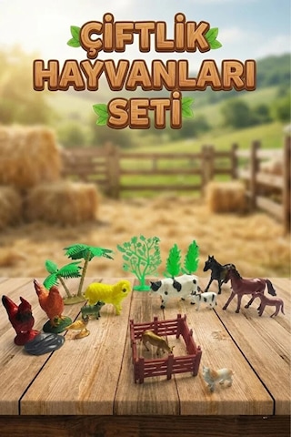 Craftivio Eğitici Çiftlik Hayvanları Oyun Seti - 20 Parça Oyuncak Hayvan Figürleri, Ağaç Hayvanlar