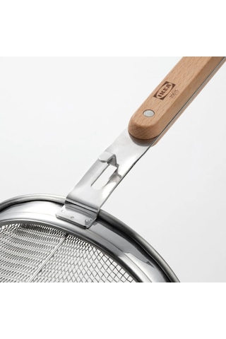 Ikea Vardagen Ahşap Saplı Makarna Süzgeci 30 X 14 Cm 0,9 L Krom Açık Bej Ahşap - Gümüş