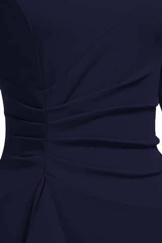 Kadın Büyük Beden Lacivert Bodycon Fırfırlı Yırtmaçlı Büyük Beden Elbise Lacivert