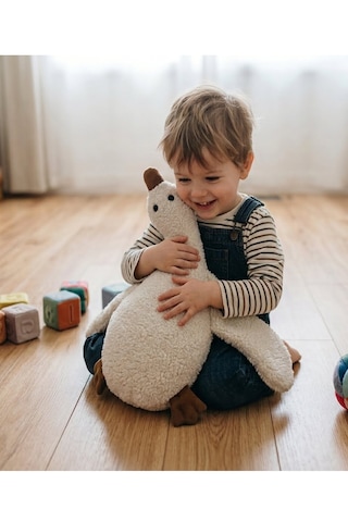 Sevimli Uyku Arkadaşı Antialerjik- Vidalı Göz- Teddy Ekru Kaz