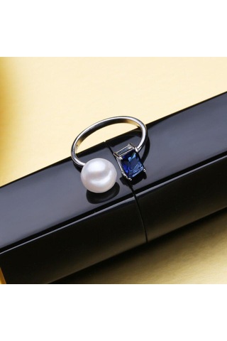 Mor Lsooyh Doğal Tatlı Su Inci Yüzükler Kadınlar Için Moda Boho Mavi Kristal Yüzük Inci Takı Mor