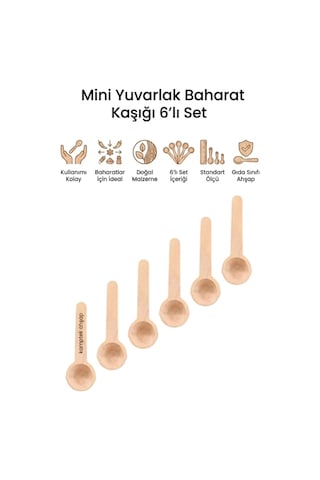 Kamptek Ahşap Yuvarlak Tasarım Mini Baharat Servis Ölçü Kaşığı 6 Adet Set Ahşap Kamptek Ahşap Yuvarlak Tasarım Mini Baharat Servis Ölçü Kaşığı 6 Adet Set Ahşap
