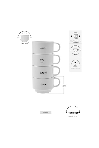 Karaca  Lovely Laugh 4 Kişilik Espresso Kahve Seti 100 ml