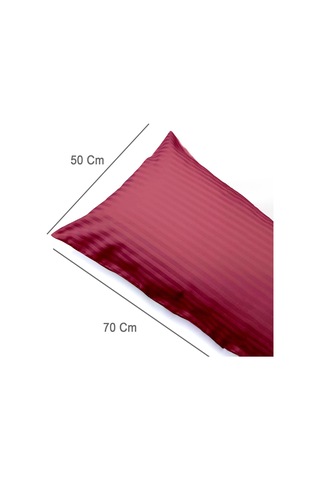 Vionel Home%100 Pamuk Çizgili Saten Yastık Kılıfı / 50 X 70 Cm 2'li / Paket Bordo Çok Renkli