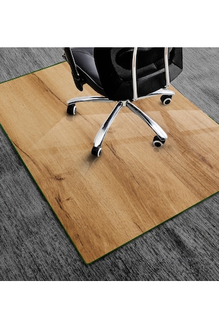 Cam Sandalye Matı Doğal Ahşap 100cm X 120cm