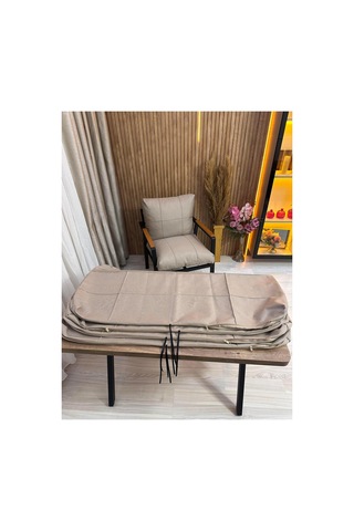 Outdoor Kumaş,bahçe Minderi,balkon Minderi,koruyucu Kılıf , 2-1-1 Takıma Uygun 4 Adet Pofuduk Model ,minder Kılıfı Cappuccino