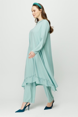 Esswaap Eteği Büzgü Detaylı Tunik Pantolon Takım Mint-mint Mint Yeşili