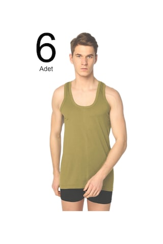 Erkek Beyaz 6'lı Paket Klasik Penye Atlet Elf568s0001ccm6 Yıldızı 001