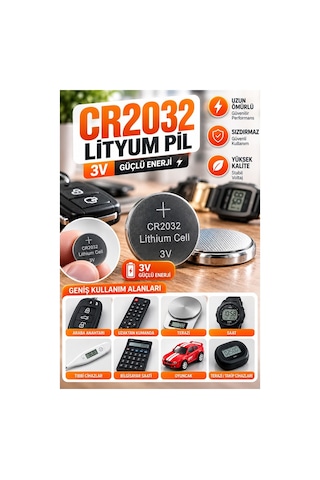 Cr2032 Pil 3v 1 Adet Rio Cr 2032 Para Pil Lityum Düğme Pil Araba Kumandası Baskül Tartı Pili Saat Oyuncak Cihaz Pili