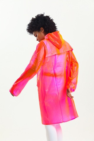 Glow Collection Neon Pembe Kadın Yağmurluk - Çantası İle 001