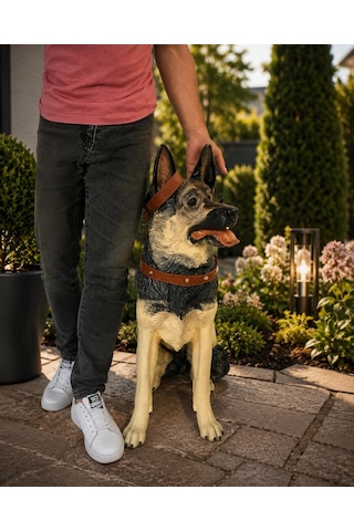 Alman Kurdu Köpek Heykeli 83 Cm Büyük Boy Bahçe Dekoru Biblo
