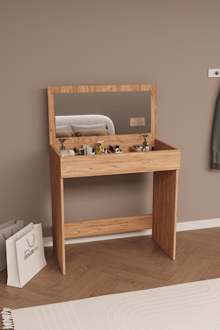 Df02114 Kapaklı Aynalı Bölmeli Makyaj Masası Atlantik Çam