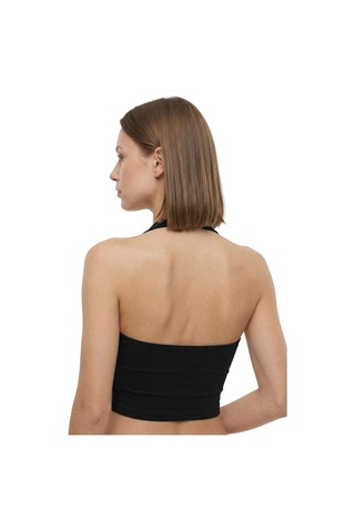 Cottonhıll Siyah Viskon Halter Yaka Sırt Dekolteli Kadın Crop Atlet