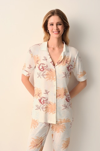 Suwen Holly Gömlek Yaka Pijama Takımı Sh26641660b1185 Bej