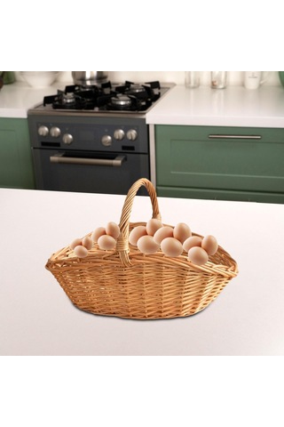 Homyl Dokuma Piknik Sepeti Kapları Paskalya Şeker El Saklama Kahverengi