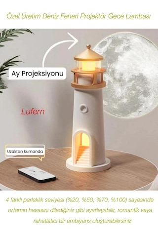 Özel Üretim Deniz Feneri Projektör Gece Lambası Rahatlatıcı Romantik Ambiyans Ay Işığı 2400 Mah Çok Renkli