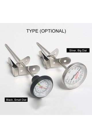 Maiyame Gümüş Büyük Ekranlı El Çekirdekli Termometre - Hızlı Ölçüm, Süt Köpüğü Ve Kahve Isısı Kontrolü, Klem İle Takılabilir -10 C/+100 C