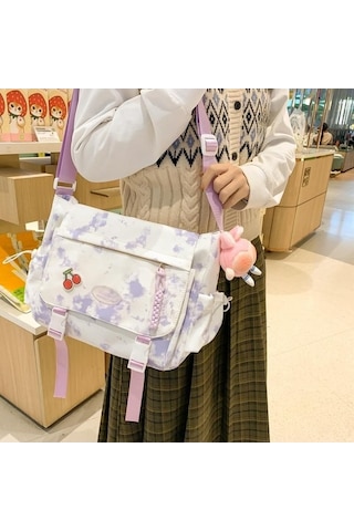 Novahub Siyah Kadın Crossbody Çanta - Büyük Kapasiteli Messenger Omuz Çantası - Öğrenci Baskı Design - Yumuşak Naylon Ve Polyester Astar - Fermuarlı - Siyah Siyah