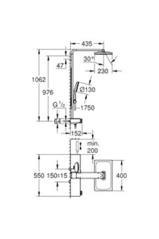Grohe Rainshower Aqua Pure Duvara Monte Termostatlı Duş Sistemi - 100961AL00 Antrasit