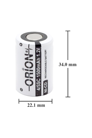 Orion 1500 mAh 1.2 V 4/5SC Boy Ni-CD Industrial Şarj Edilebilir Pil