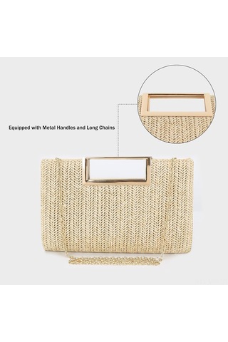 Moveevo El Dokuma Samimi Çaylak Çanta - Taşınabilir Altın Zincir, Manyetik Kapatma, Günlük Gereksinimleri Karşılar 26x16x5cm Çok Renkli