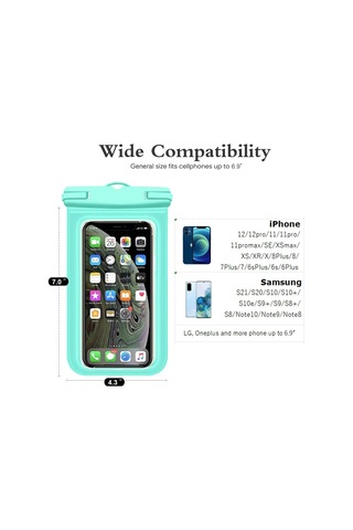 Vkemall Çiftli Su Geçirmez Telefon Kılıfı - 7.2 İnç'e Kadar Uyumlu, Takılabilir Askılı, Macaron Mavisi